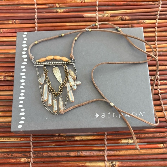 Silpada Jewelry - Silpada Brown and Brass Sedona Bohemian Charm Necklace on Cord